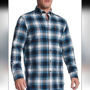 CHAPS MULTI PLAID MEN'S FLANEL SPORTS SHIRT LARGE NWOT